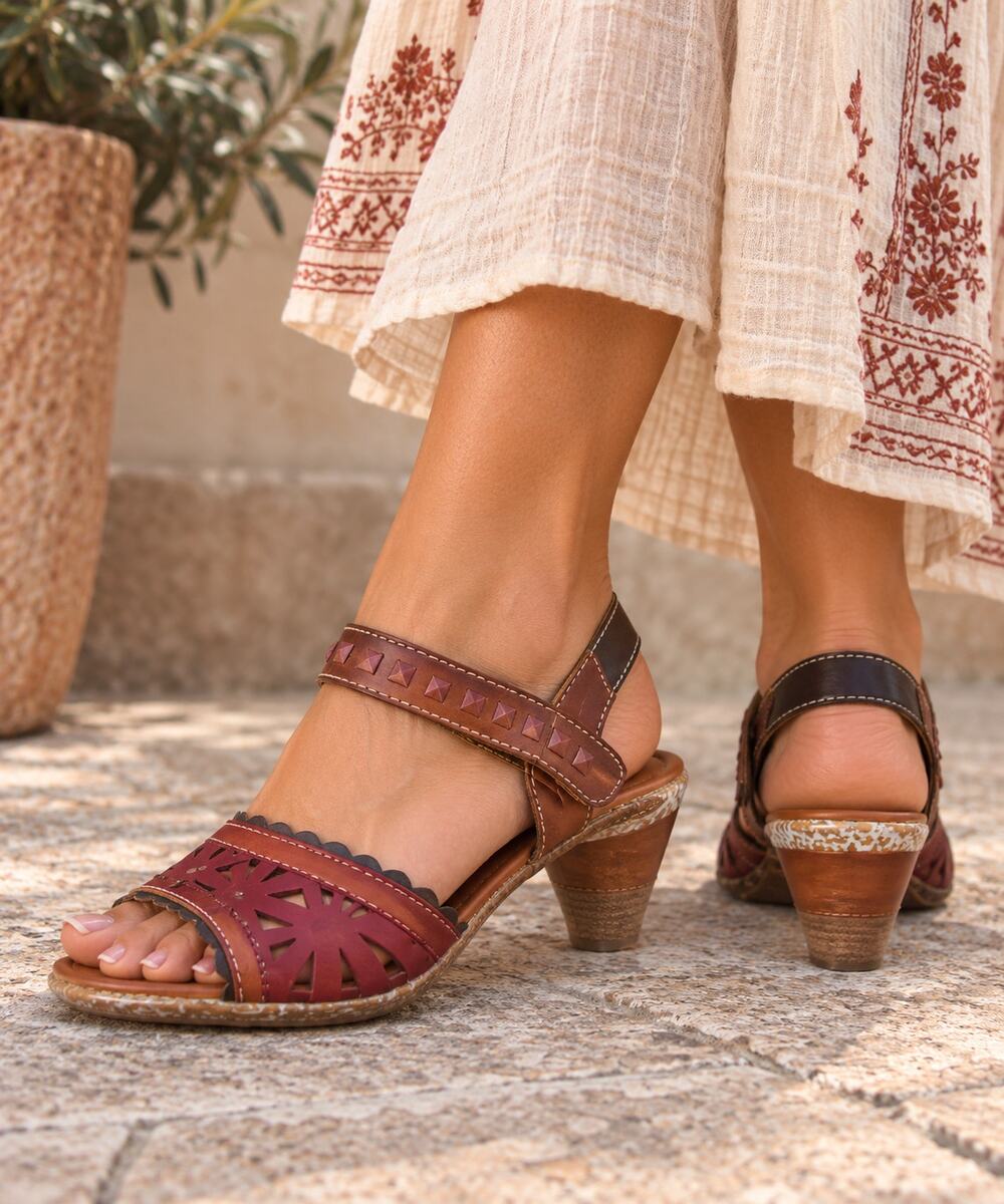 L'Artiste by Spring Step Acela Leather Sandals in Red size 39